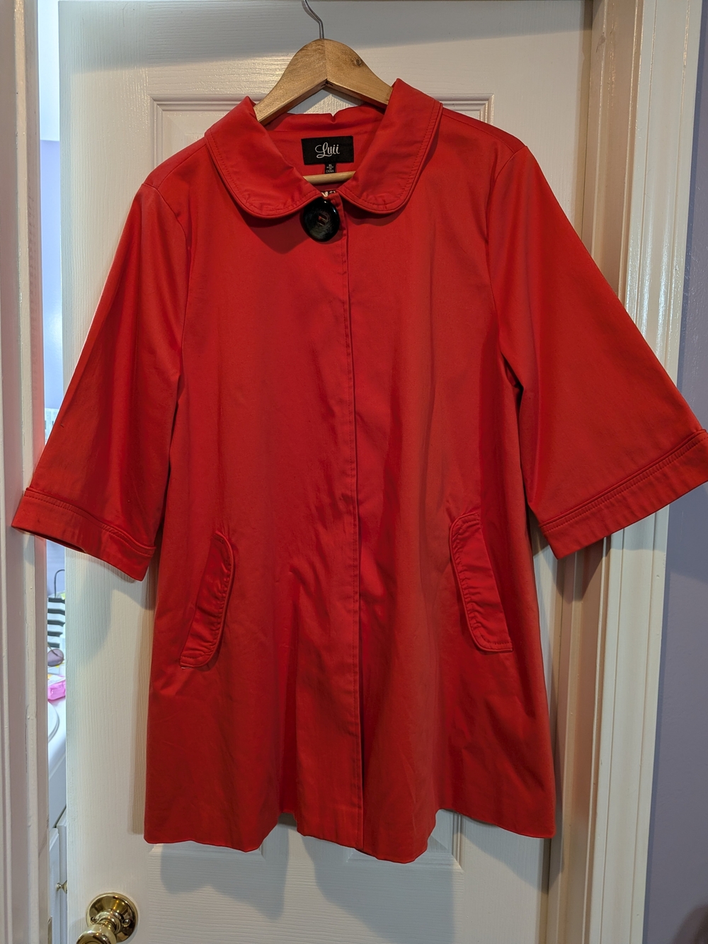 Luii Bright Orange Three-Quarter Sleeve Trench Coat
